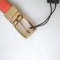 Chic Orange Leather Belt with Metal Buckle