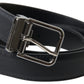 Elegant Black Leather Designer Belt