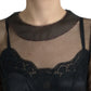 Black Floral Embroidery Mesh Tulle Gown Dress