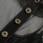 Black Floral Embroidery Mesh Tulle Gown Dress