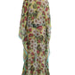 Multicolor Floral Silk Kaftan Maxi Dress