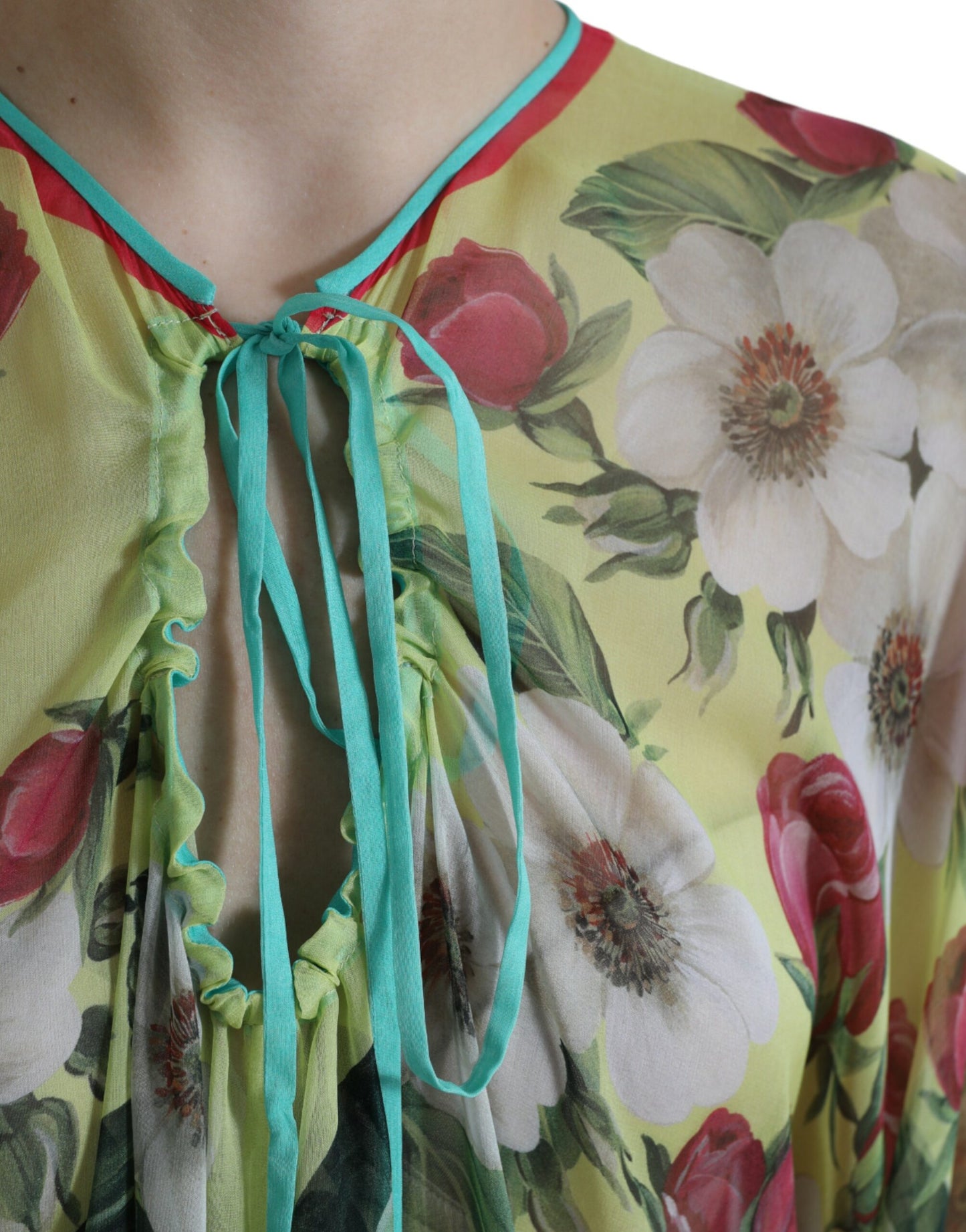 Multicolor Floral Silk Kaftan Maxi Dress