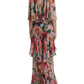 Multicolor Floral Silk Tiered Long Maxi Dress