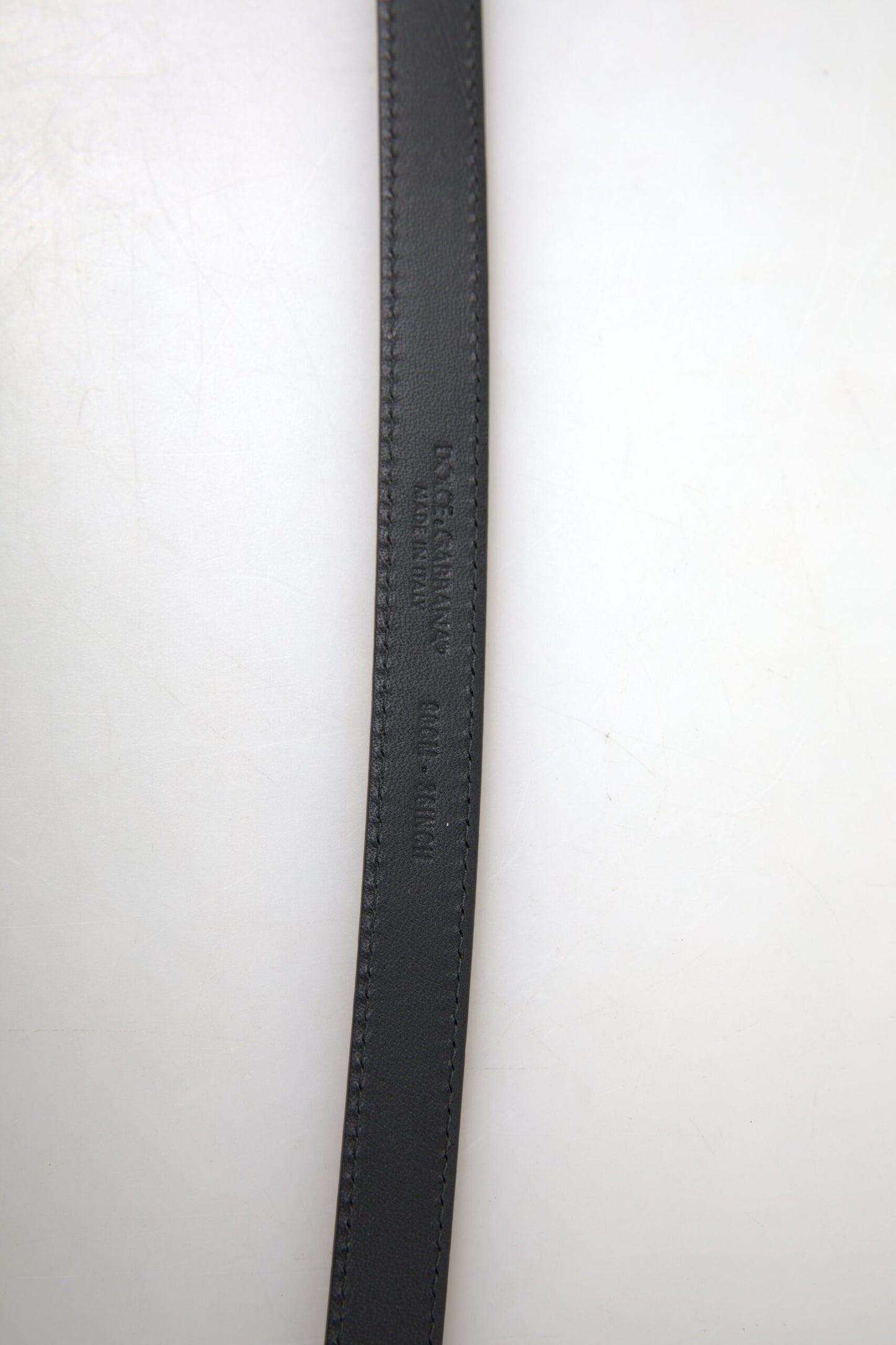 Elegant Black Leather Logo Buckle Belt