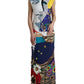 Multicolor Patchwork Sheath Long Gown Dress