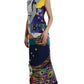 Multicolor Patchwork Sheath Long Gown Dress