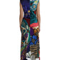 Multicolor Patchwork Sheath Long Gown Dress