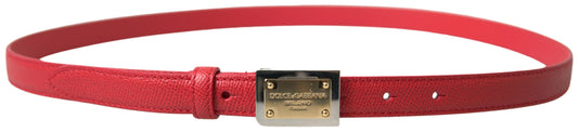 Elegant Red Leather Designer Belt