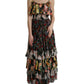 Multicolor Floral Chiffon Tiered Maxi Dress