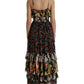 Multicolor Floral Chiffon Tiered Maxi Dress