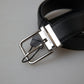 Black Leather Silver Metal Buckle Belt