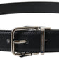 Black Leather Silver Metal Buckle Belt