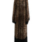 Brown Leopard Silk Kaftan Fringes Maxi Dress