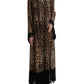 Brown Leopard Silk Kaftan Fringes Maxi Dress