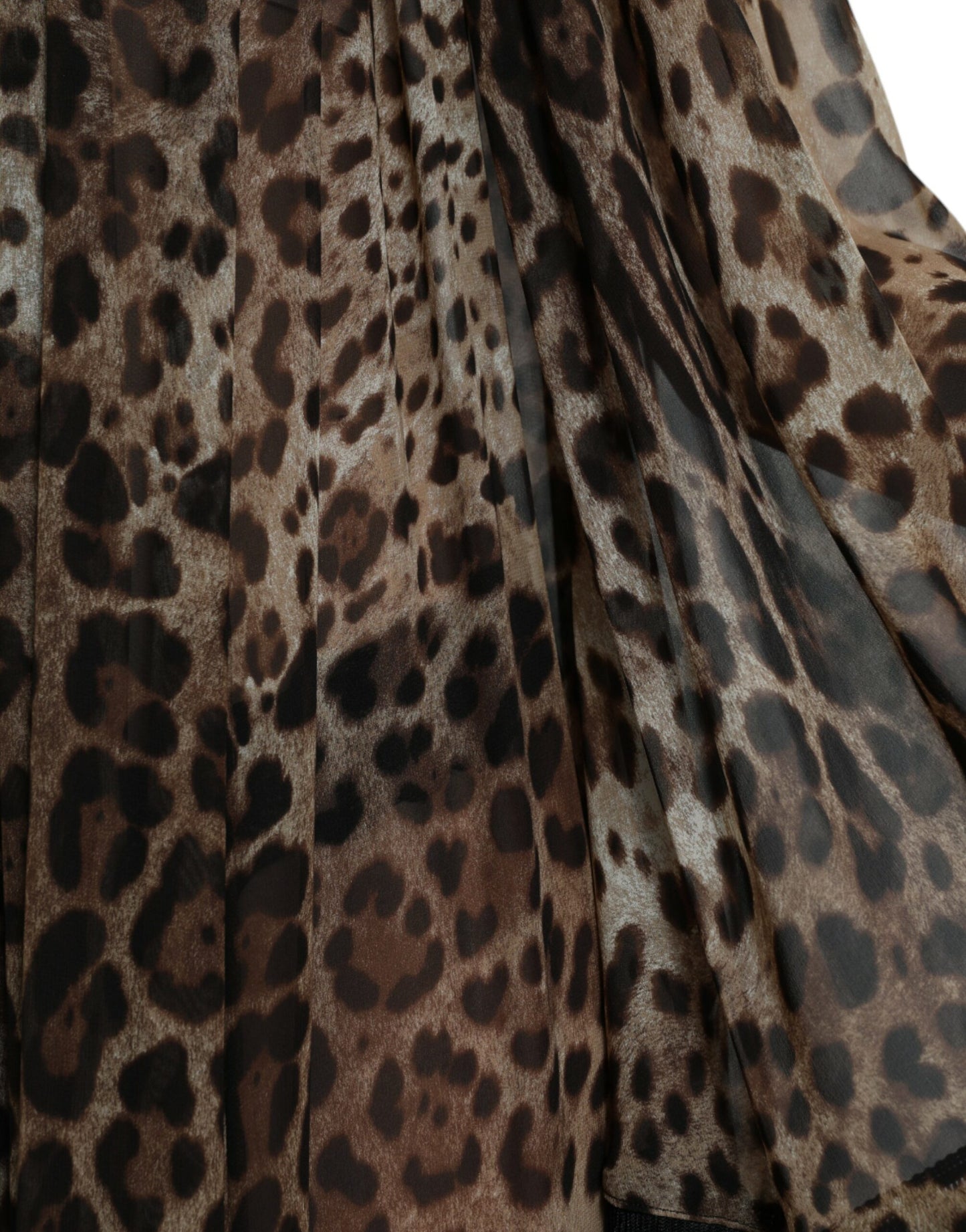 Brown Leopard Silk Kaftan Fringes Maxi Dress