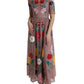Rose Gold Floral Embroidery Long Maxi Dress