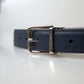 Blue Leather Silver Metal Buckle Belt