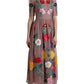 Rose Gold Floral Embroidery Long Maxi Dress