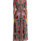 Rose Gold Floral Embroidery Long Maxi Dress