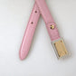 Chic Pink Leather Belt with Engraved Buckle