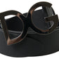 Elegant Black Leather Belt with Metal Buckle