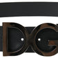 Elegant Black Leather Belt with Metal Buckle
