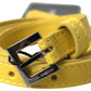 Yellow Lambskin Leather Metal Buckle Belt