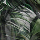 Green Flocked Leaf Georgette A-line Dress