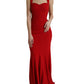 Red Stretch Bodycon Long Gown Sheath Dress