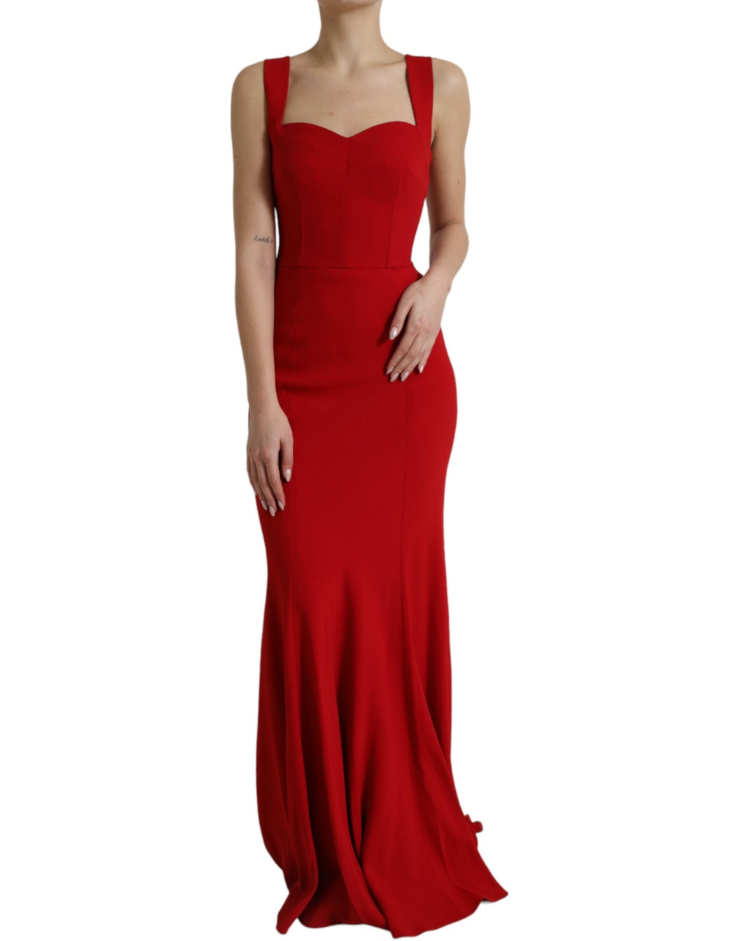 Red Stretch Bodycon Long Gown Sheath Dress