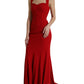 Red Stretch Bodycon Long Gown Sheath Dress