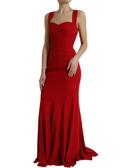 Red Stretch Bodycon Long Gown Sheath Dress