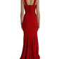 Red Stretch Bodycon Long Gown Sheath Dress