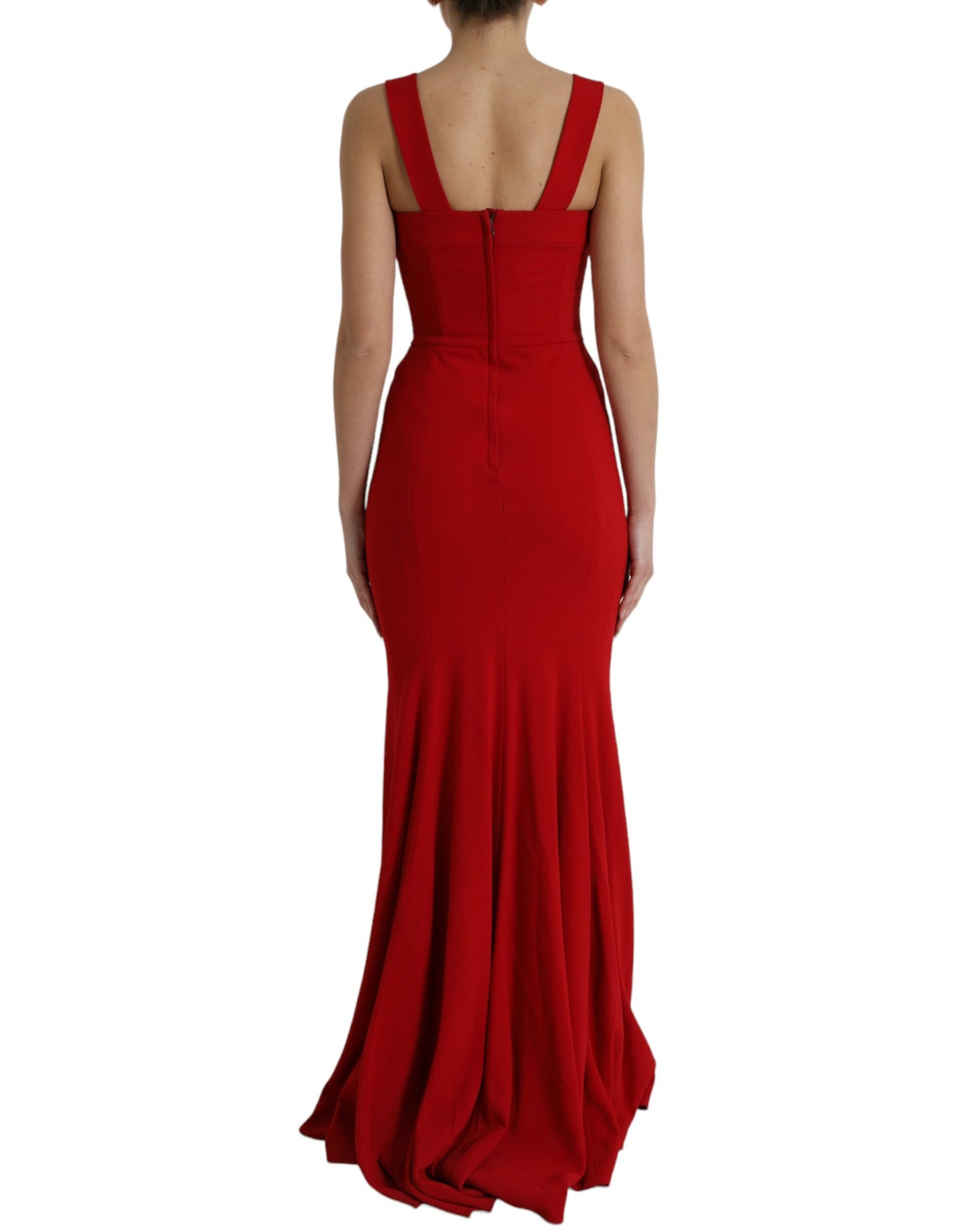 Red Stretch Bodycon Long Gown Sheath Dress