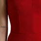 Red Stretch Bodycon Long Gown Sheath Dress