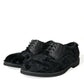 Black Fur Leather Lace Up Derby Dress Shoes