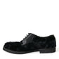 Black Fur Leather Lace Up Derby Dress Shoes