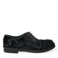 Black Fur Leather Lace Up Derby Dress Shoes
