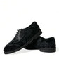 Black Fur Leather Lace Up Derby Dress Shoes