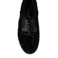 Black Fur Leather Lace Up Derby Dress Shoes