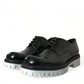 Black White Leather Lace Up Derby Dress Shoes