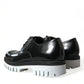 Black White Leather Lace Up Derby Dress Shoes