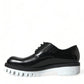 Black White Leather Lace Up Derby Dress Shoes