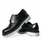 Black White Leather Lace Up Derby Dress Shoes