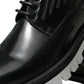 Black White Leather Lace Up Derby Dress Shoes