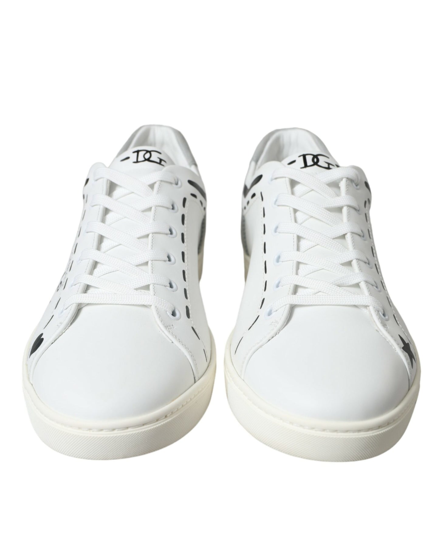 White Gray Leather LOVE Milano Sneakers Shoes