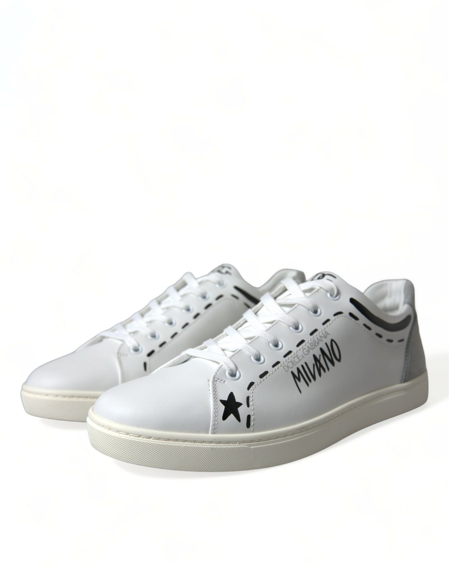 White Gray Leather LOVE Milano Sneakers Shoes