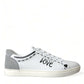 White Gray Leather LOVE Milano Sneakers Shoes