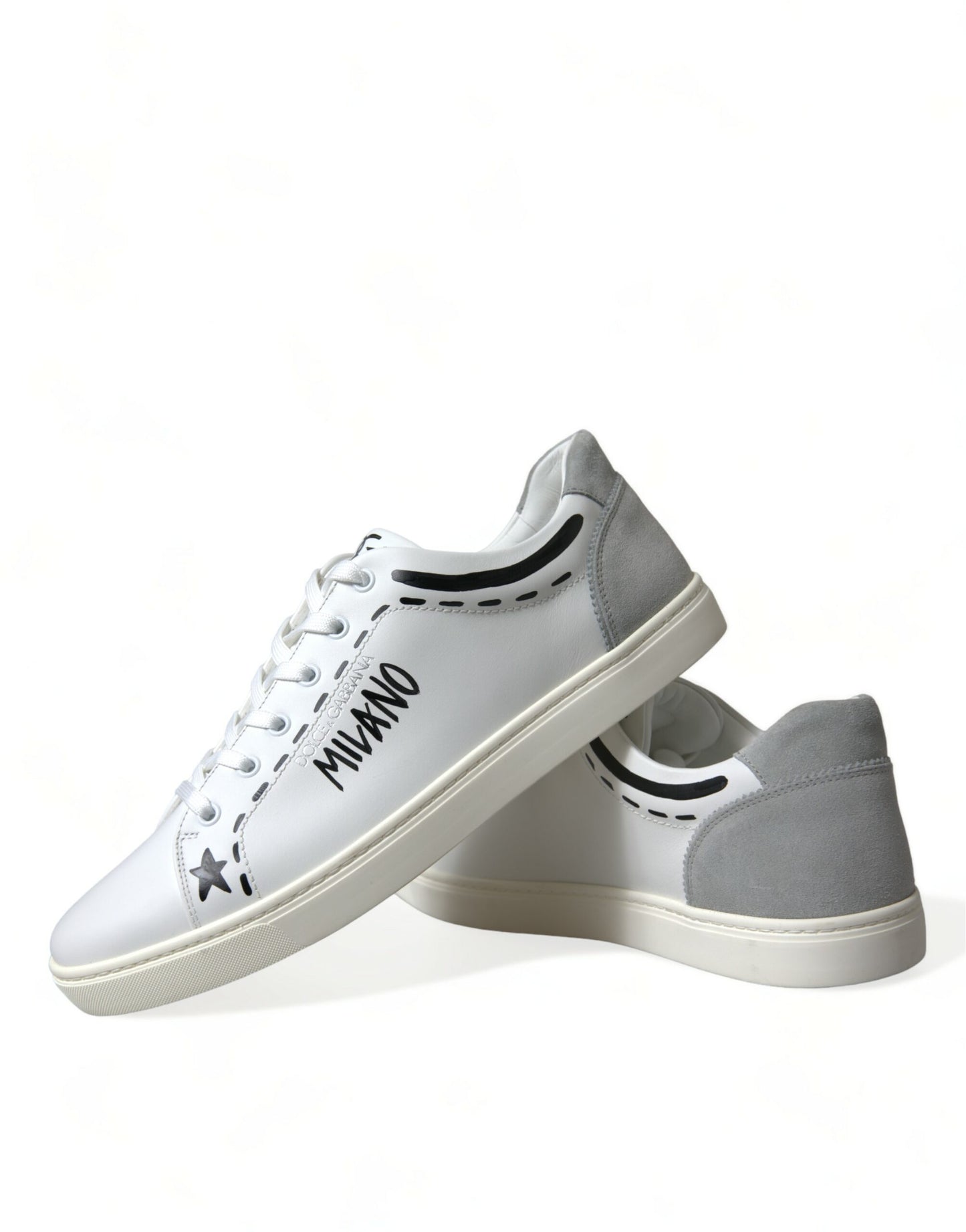 White Gray Leather LOVE Milano Sneakers Shoes