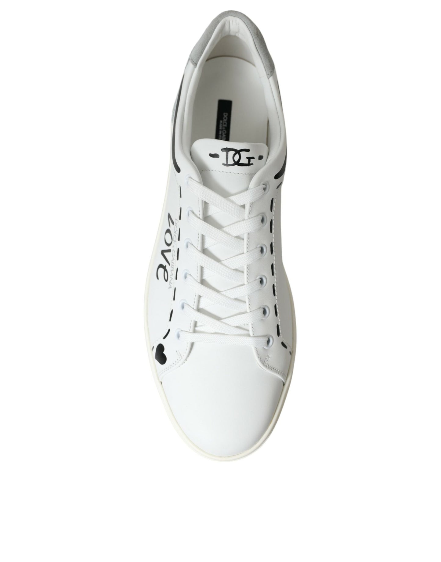 White Gray Leather LOVE Milano Sneakers Shoes